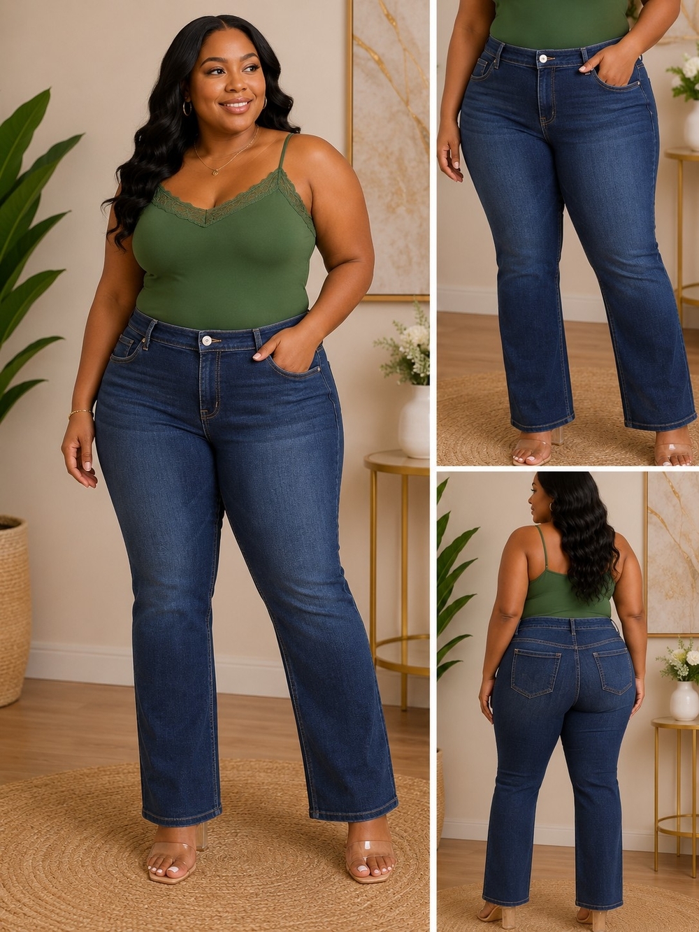 Torrid Plus-Size Mid-Rise Straight Jeans in Dark Blue